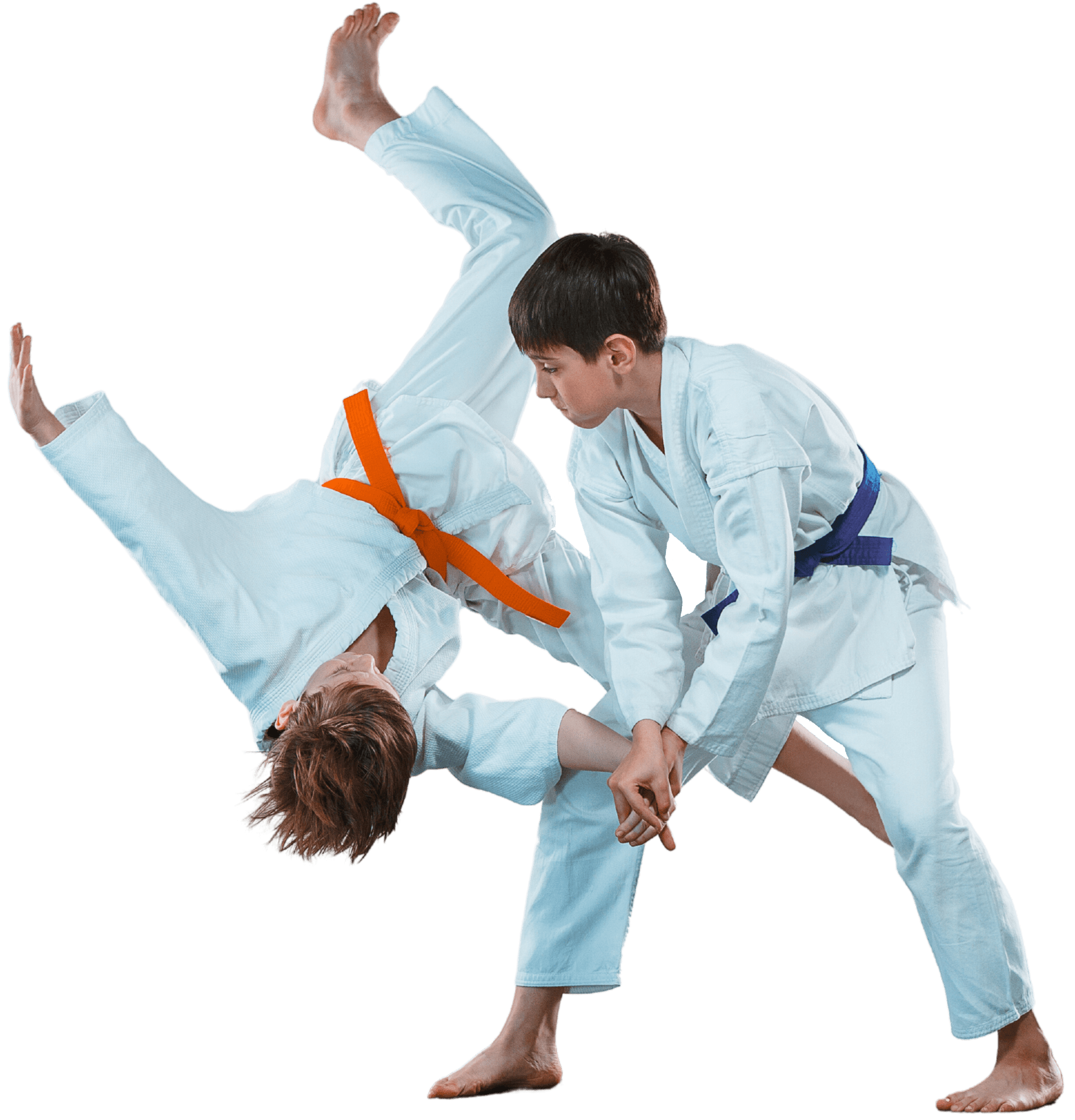 Deux jeunes garçons faisant un combat de judo